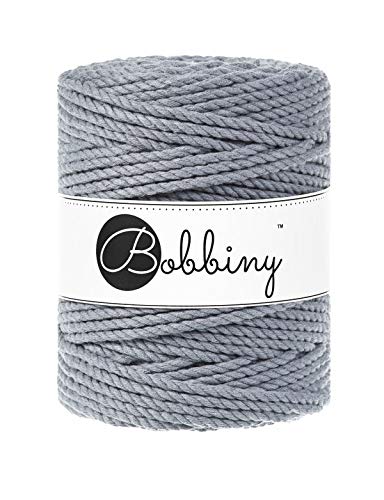 Bobbiny Oeko-Tex Premium Makramee Garn aus ökologischer Baumwolle 5 mm x 100 m 3fach gedreht (Steel) von Bobbiny