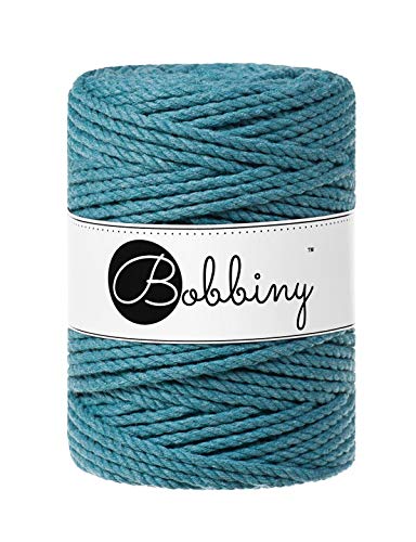 Bobbiny Oeko-Tex Premium Makramee Garn aus ökologischer Baumwolle 5 mm x 100 m 3fach gedreht (Teal) von Bobbiny