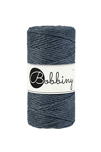 Bobbiny Oeko-Tex Premium Makramee Garn aus ökologischer Baumwolle in Charcoal 3 mm x 100 m von Bobbiny