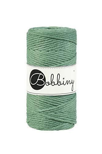 Bobbiny Oeko-Tex Premium Makramee Garn aus ökologischer Baumwolle in Eucalyptus Green 3 mm x 100 m von Bobbiny