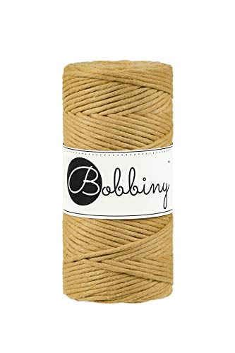 Bobbiny Oeko-Tex Premium Makramee Garn aus ökologischer Baumwolle in Mustard 3 mm x 100 m von Bobbiny