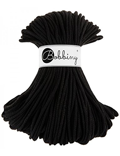 Bobbiny Premium Cords 5 mm - Rope-Garn 100 m 100% Baumwolle (Black) von Bobbiny