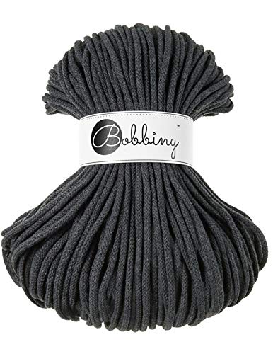Bobbiny Premium Cords 5 mm - Rope-Garn 100 m 100% Baumwolle (Charcoal) von Bobbiny