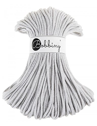 Bobbiny Premium Cords 5 mm - Rope-Garn 100 m 100% Baumwolle (Light Grey) von Bobbiny