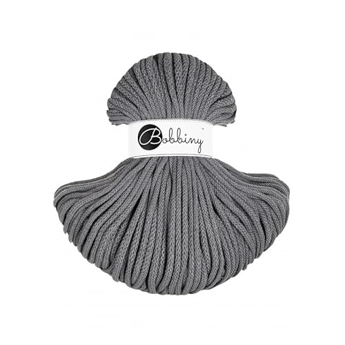 Bobbiny Premium Cords 5 mm - Rope-Garn 100 m 100% Baumwolle (Stone Grey) von Bobbiny