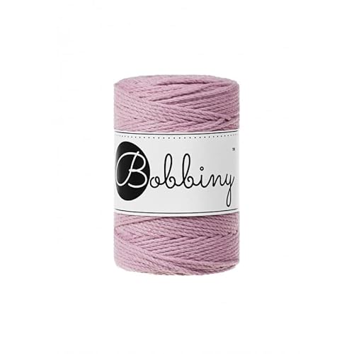 Bobbiny Premium Makramee Garn aus 100% recycelter Baumwolle 1,5 mm 3-Fach gedreht 100 m (Dusty Pink) von Bobbiny