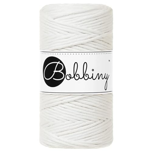 Bobbiny Reguläre 3 mm einlagige Makramee-Schnur (cremefarben), 100 m, Gebrochenes Weiß von Bobbiny