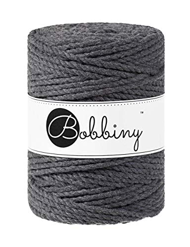 Bobbiny XXL Makramee Kordel 5 mm 3-lagig (anthrazit), 100 m von Bobbiny