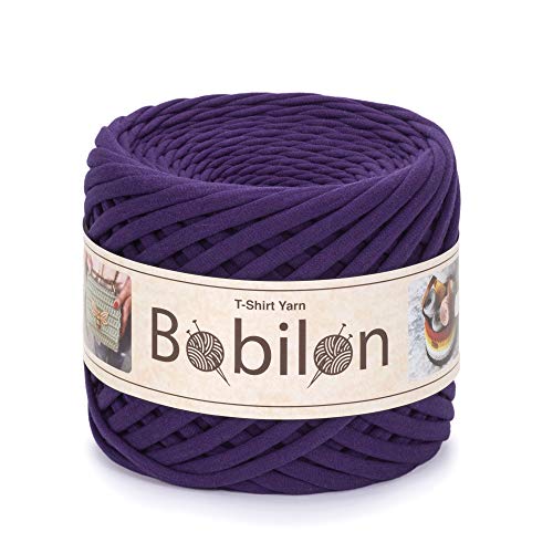 Bobilon T-Shirt Baumwollgarn Stoff Strickgarn Spaghettigarn Basteln 110 Yards für Hand DIY Häkelprojekte 5-7mm Violett von Bobilon