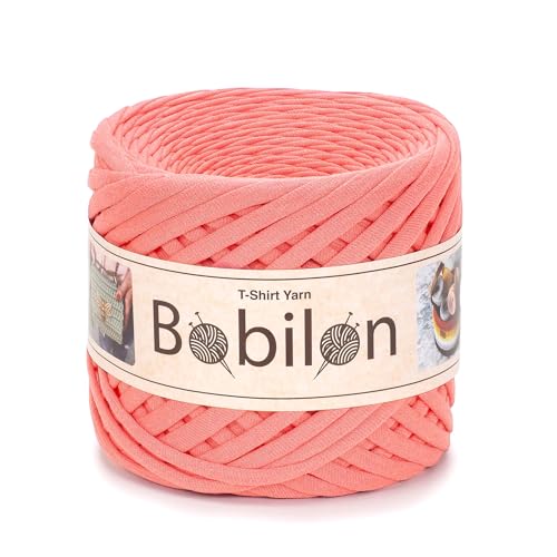 Hochwertiges Textilgarn aus Baumwolle – Gleichmäßige Fadenstärke & leicht – Perfekt für Häkeln, Stricken, Makramee, Taschen, Körbe & Teppiche – 9-11 mm Apricot Crush von Bobilon