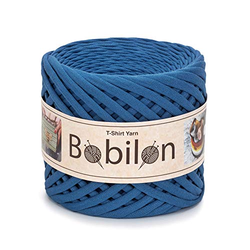 Hochwertiges Textilgarn aus Baumwolle – Gleichmäßige Fadenstärke & leicht – Perfekt für Häkeln, Stricken, Makramee, Taschen, Körbe & Teppiche – 9-11 mm Blue Jeans von Bobilon