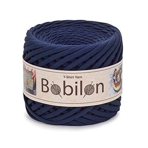 Hochwertiges Textilgarn aus Baumwolle – Gleichmäßige Fadenstärke & leicht – Perfekt für Häkeln, Stricken, Makramee, Taschen, Körbe & Teppiche – 9-11 mm Blue Sapphire von Bobilon