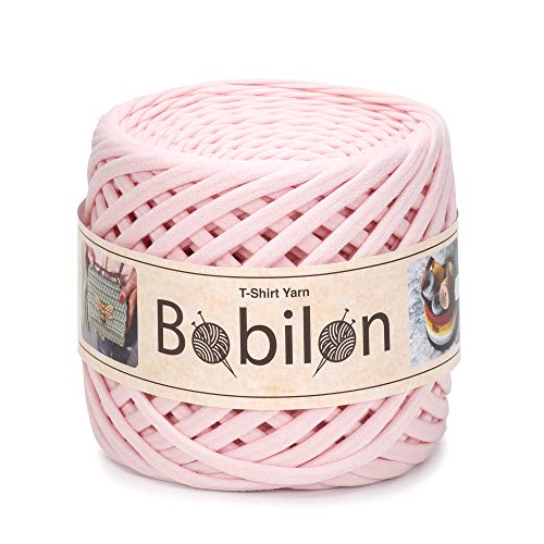Hochwertiges Textilgarn aus Baumwolle – Gleichmäßige Fadenstärke & leicht – Perfekt für Häkeln, Stricken, Makramee, Taschen, Körbe & Teppiche – 9-11 mm Blush Pink von Bobilon