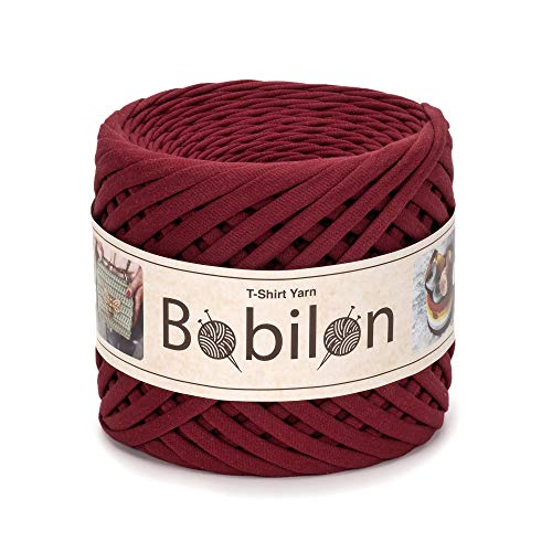 Hochwertiges Textilgarn aus Baumwolle – Gleichmäßige Fadenstärke & leicht – Perfekt für Häkeln, Stricken, Makramee, Taschen, Körbe & Teppiche – 9-11 mm Burgundy von Bobilon