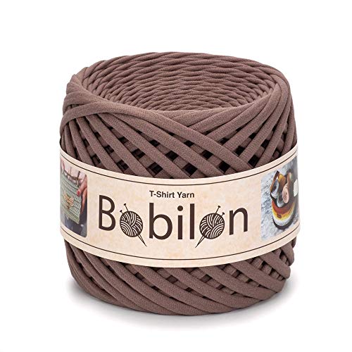 Hochwertiges Textilgarn aus Baumwolle – Gleichmäßige Fadenstärke & leicht – Perfekt für Häkeln, Stricken, Makramee, Taschen, Körbe & Teppiche – 9-11 mm Cocoa von Bobilon