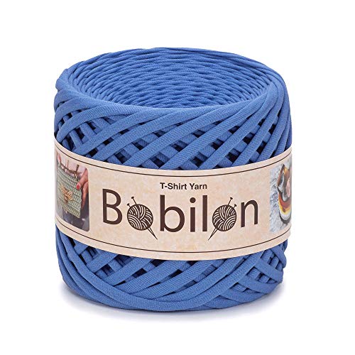 Hochwertiges Textilgarn aus Baumwolle – Gleichmäßige Fadenstärke & leicht – Perfekt für Häkeln, Stricken, Makramee, Taschen, Körbe & Teppiche – 9-11 mm Cornflower von Bobilon