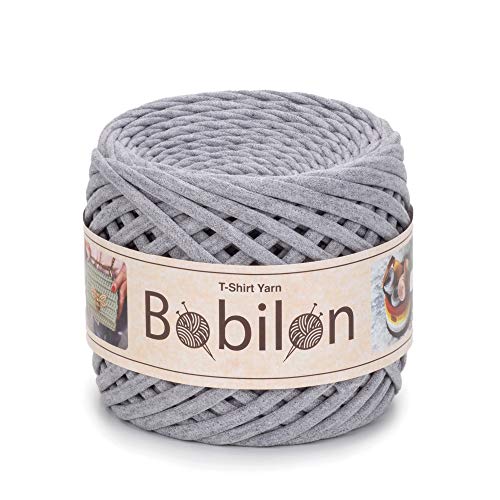 Hochwertiges Textilgarn aus Baumwolle – Gleichmäßige Fadenstärke & leicht – Perfekt für Häkeln, Stricken, Makramee, Taschen, Körbe & Teppiche – 9-11 mm Gray Melange von Bobilon