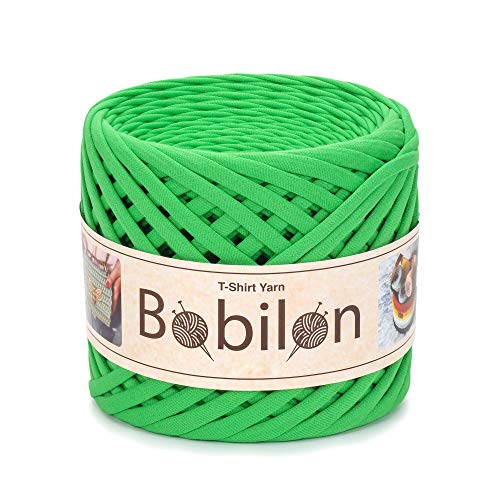 Hochwertiges Textilgarn aus Baumwolle – Gleichmäßige Fadenstärke & leicht – Perfekt für Häkeln, Stricken, Makramee, Taschen, Körbe & Teppiche – 9-11 mm Green Apple von Bobilon