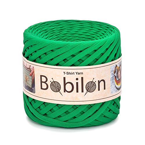 Hochwertiges Textilgarn aus Baumwolle – Gleichmäßige Fadenstärke & leicht – Perfekt für Häkeln, Stricken, Makramee, Taschen, Körbe & Teppiche – 9-11 mm Green Island von Bobilon