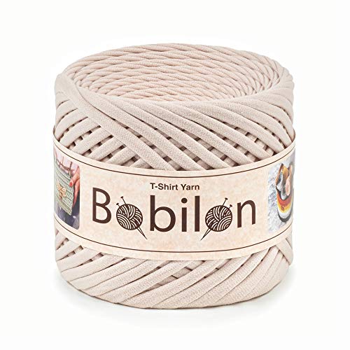 Hochwertiges Textilgarn aus Baumwolle – Gleichmäßige Fadenstärke & leicht – Perfekt für Häkeln, Stricken, Makramee, Taschen, Körbe & Teppiche – 9-11 mm Ivory von Bobilon