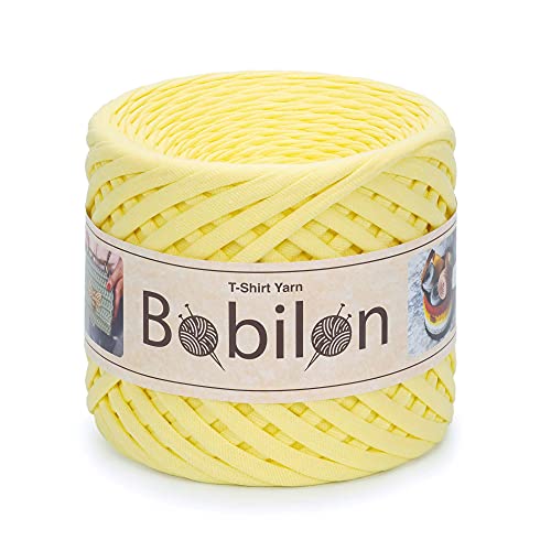 Hochwertiges Textilgarn aus Baumwolle – Gleichmäßige Fadenstärke & leicht – Perfekt für Häkeln, Stricken, Makramee, Taschen, Körbe & Teppiche – 9-11 mm Lemon von Bobilon