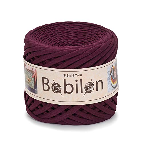 Hochwertiges Textilgarn aus Baumwolle – Gleichmäßige Fadenstärke & leicht – Perfekt für Häkeln, Stricken, Makramee, Taschen, Körbe & Teppiche – 9-11 mm Marsala von Bobilon