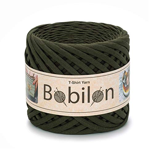 Hochwertiges Textilgarn aus Baumwolle – Gleichmäßige Fadenstärke & leicht – Perfekt für Häkeln, Stricken, Makramee, Taschen, Körbe & Teppiche – 9-11 mm Moss Green von Bobilon