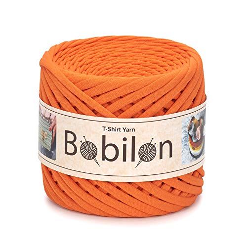 Hochwertiges Textilgarn aus Baumwolle – Gleichmäßige Fadenstärke & leicht – Perfekt für Häkeln, Stricken, Makramee, Taschen, Körbe & Teppiche – 9-11 mm Orange von Bobilon