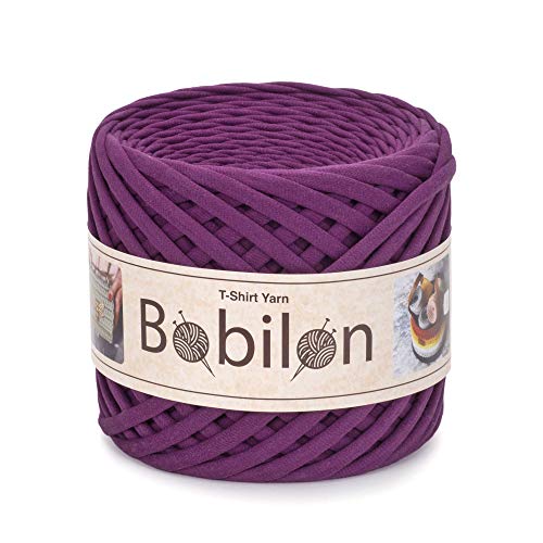 Hochwertiges Textilgarn aus Baumwolle – Gleichmäßige Fadenstärke & leicht – Perfekt für Häkeln, Stricken, Makramee, Taschen, Körbe & Teppiche – 9-11 mm Plum Pie von Bobilon