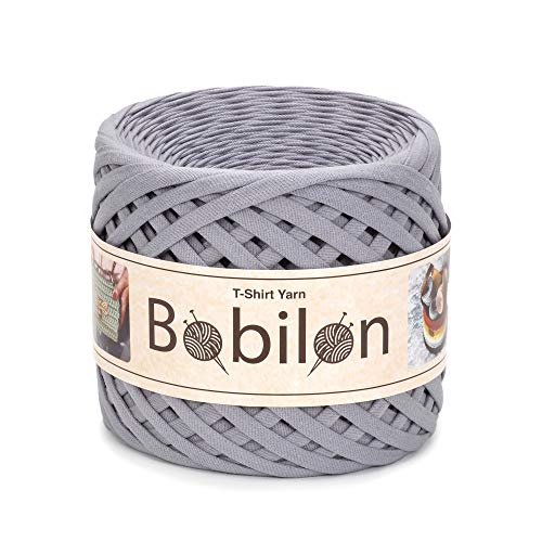 Hochwertiges Textilgarn aus Baumwolle – Gleichmäßige Fadenstärke & leicht – Perfekt für Häkeln, Stricken, Makramee, Taschen, Körbe & Teppiche – 9-11 mm Space Gray von Bobilon