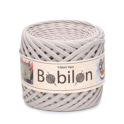 Hochwertiges Textilgarn aus Baumwolle – Gleichmäßige Fadenstärke & leicht – Perfekt für Häkeln, Stricken, Makramee, Taschen, Körbe & Teppiche – 9-11 mm Stone von Bobilon