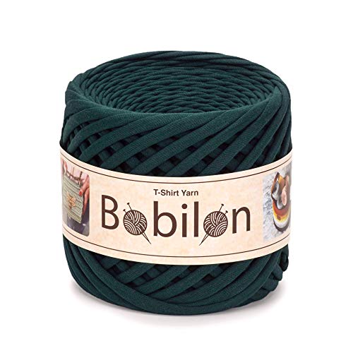 Hochwertiges Textilgarn aus Baumwolle – Gleichmäßige Fadenstärke & leicht – Perfekt für Häkeln, Stricken, Makramee, Taschen, Körbe & Teppiche – 9-11 mm Ultramarine Green von Bobilon