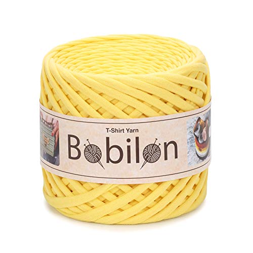 Hochwertiges Textilgarn aus Baumwolle – Gleichmäßige Fadenstärke & leicht – Perfekt für Häkeln, Stricken, Makramee, Taschen, Körbe & Teppiche – 9-11 mm Yellow von Bobilon