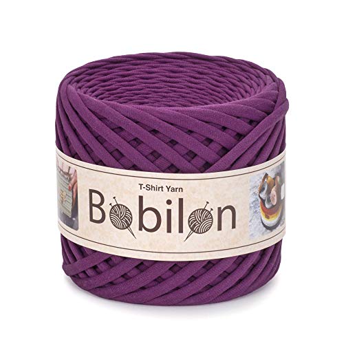 T-Shirt Garn Fettuccini Zpagetti Ball, 3-5mm T-Shirt Garn zum Häkeln Stricken, Maske Ohrbinder, T Garn Bio-Baumwolle, Makramee T-Garn, Jerseygarn - Plum Pie von Bobilon