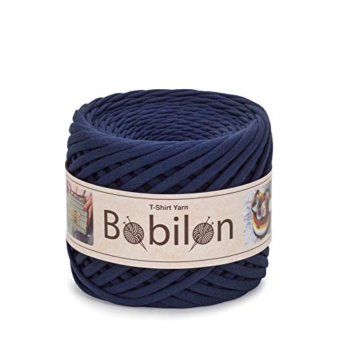T-Shirt Garn Fettuccini Zpagetti Ball 3-5mm T-Shirtgarn zum Häkeln Stricken, Maske Ohrbinden, T Garn Bio-Baumwolle, Makramee T-Garn, Jersey Garn - Blue Sapphire von Bobilon