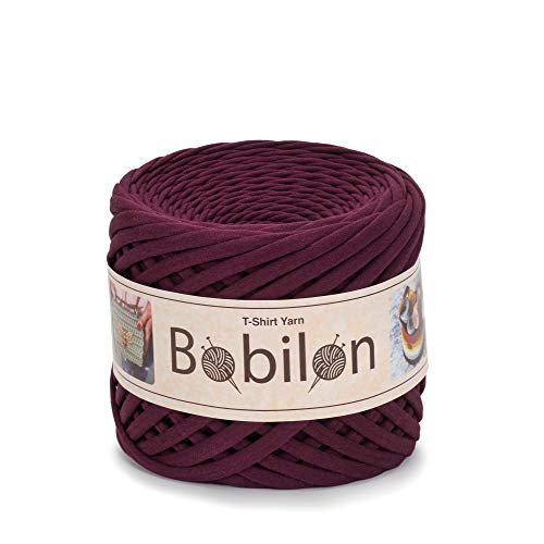 T-Shirt Garn Fettuccini Zpagetti Ball 3-5mm T-Shirtgarn zum Häkeln Stricken, Maske Ohrbinden, T Garn Bio-Baumwolle, Makramee T-Garn, Jersey Garn - Marsala von Bobilon