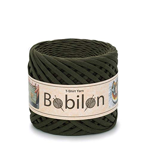 T-Shirt-Garn, Fettuccine-Spaghetti-Knäuel, Bio-Baumwolle, zum Häkeln, Stricken, für Makramee, 3–5 mm, moosgrün T-Shirt-Garn, Fettuccine-Spaghetti-Knäuel, Bio-Baumwolle, zum Häkeln, Stricken, für Makramee, 3–5 mm, moosgrün von Bobilon