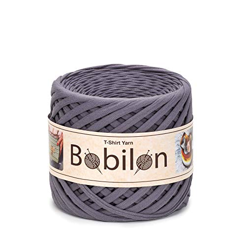 T-Shirt-Garn, Fettuccine-Spaghetti-Knäuel, zum Häkeln, Stricken, für Maskenbänder, Makramee, Bio-Baumwolle, Jerseygarn, 3–5 mm, dunkelgrau (Mr. Gray) von Bobilon