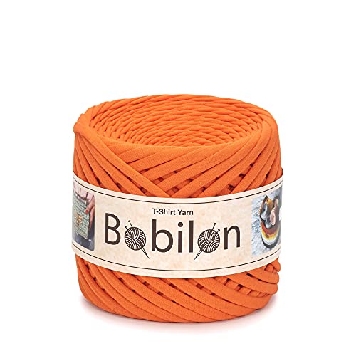 T-Shirt-Garn, Fettuccine-Spaghetti-Knäuel, Bio-Baumwolle, zum Häkeln, Stricken, für Makramee, 3–5 mm, orange von Bobilon