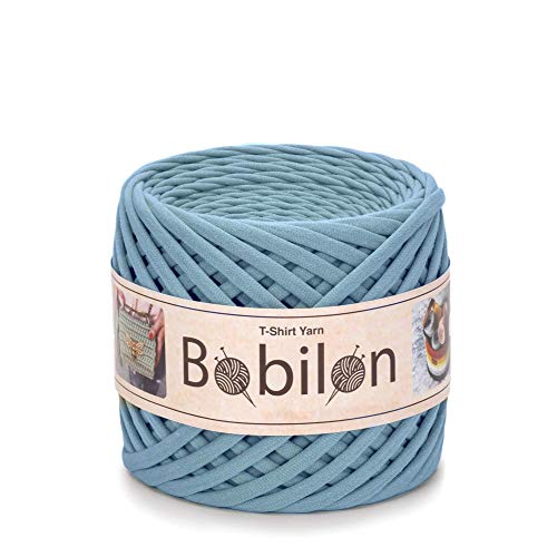 T-Shirt-Garn, Fettuccine-Spaghetti-Knäuel, Bio-Baumwolle, zum Häkeln, Stricken, für Makramee, 3–5 mm, blaugrau (Smoky) T-Shirt-Garn, Fettuccine-Spaghetti-Knäuel, Bio-Baumwolle, zum Häkeln, Stricken, für Makramee, 3–5 mm, blaugrau (Smoky) von Bobilon