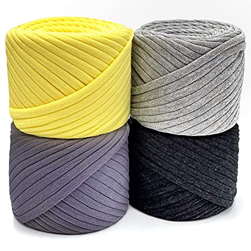 T-Shirt-Garn Fettuccini Zpagetti Set, 4 Baumwollgarn-Knäuel insgesamt 218 Yards, T-Shirt-Garn-Kit zum Häkeln, Stricken, Makramee, Berliner Set von Bobilon