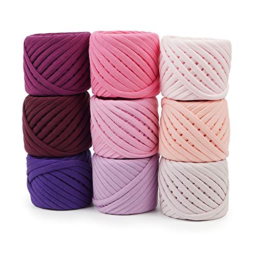 T-Shirt Garn Fettuccini Zpagetti Set, 9 Baumwollgarn-Bälle, Insgesamt 180m, Kit Zum Häkeln, Stoffband, Stricken, Organisches T-Garn, Makramee, Anastasia Set T-Shirt Garn Fettuccini Zpagetti Set, 9 Baumwollgarn-Bälle, Insgesamt 180m, Kit Zum Häkeln, Stoffband, Stricken, Organisches T-Garn, Makramee, Anastasia Set von Bobilon