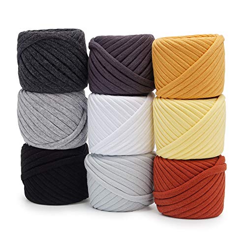 T-Shirt Garn Fettuccini Zpagetti Set - 9 Knäuel, 196 Yards Insgesamt - Kit zum Häkeln, Band Baumwolle, Strickgarn Ball, Bio T-Garn - Lara Set T-Shirt Garn Fettuccini Zpagetti Set - 9 Knäuel, 196 Yards Insgesamt - Kit zum Häkeln, Band Baumwolle, Strickgarn Ball, Bio T-Garn - Lara Set von Bobilon