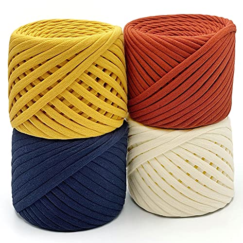 T-Shirt-Garn-Set, 4 Baumwollgarnknäuel, insgesamt 218 m, Bio-T-Garn zum Häkeln, Stricken & Makramee, Milano-Set T-Shirt-Garn-Set, 4 Baumwollgarnknäuel, insgesamt 218 m, Bio-T-Garn zum Häkeln, Stricken & Makramee, Milano-Set von Bobilon