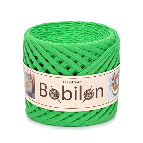 Bobilon T-Shirt Garn Spaghetti Garn zum Häkeln Handstricken DIY Korb Tasche Geldbörse Weiche Baumwolle 5-7mm Grüner Apfel von Bobilon