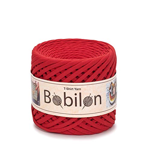 T-Shirt-Garn, Fettuccine-Spaghetti-Knäuel, Bio-Baumwolle, zum Häkeln, Stricken, für Makramee, 3–5 mm, rot (Lady in Red) T-Shirt-Garn, Fettuccine-Spaghetti-Knäuel, Bio-Baumwolle, zum Häkeln, Stricken, für Makramee, 3–5 mm, rot (Lady in Red) von Bobilon
