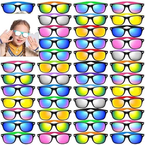 48/100/120 Pack Sonnenbrillen Party Favors Neonfarben Sonnenbrillen Bulk Goody Bag Fillers mit UV-Schutz erwachsene Kinder Sommer Pool Strand für Strand Geburtstag (16 Farben Stil, 48) von Boboeitody