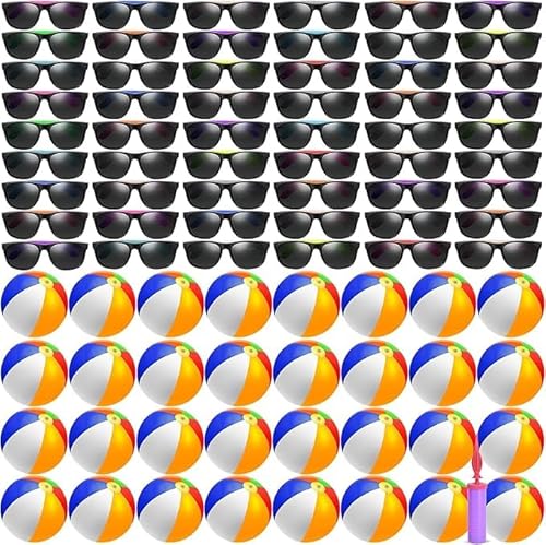 48/72/96 Stück Sonnenbrille Beach Balls Party 12" Aufblasbare Pool Beach Balls für Kinder Erwachsene Pool Balls Park Hinterhof Sommer Wasser Geburtstag Parteien Supplies (12-Farben-Stil, 72) von Boboeitody