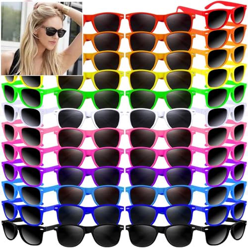 50 Stück 10 Farbe Neon Sonnenbrille, 80's Retro Stil Perfekte bunte Neuheit Sonnenbrille Set für Geburtstag Party Zubehör, Strand, Goody Bag Bevorzugungen für Kinder Erwachs (10-Farben-Stil, 50) von Boboeitody