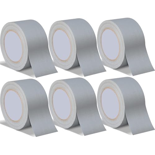 6 Rollen Grau Gaffer-Klebeband 75mm x30m Schwer Zoll Gaffer Band Bulk, Kein Rückstand Stoff Matte Finish Gaffing Tape Dance Floor, Nicht reflektierendes Gaff Band Hand Riss für Kabel Bühnenfotografie von Boboeitody